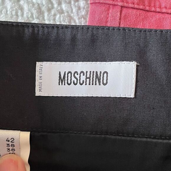 Moschino Black Pencil Skirt Front Left Slit Size 8 - Picture 6 of 11